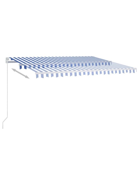 Ručně zatahovací markýza s LED světlem 400x300 cm modrá a bílá