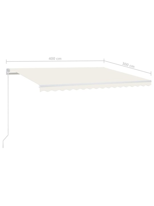 Ručně zatahovací markýza s LED světlem 400 x 300 cm krémová