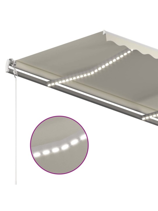 Automatická markýza LED a senzor větru 400 x 300 cm krémová
