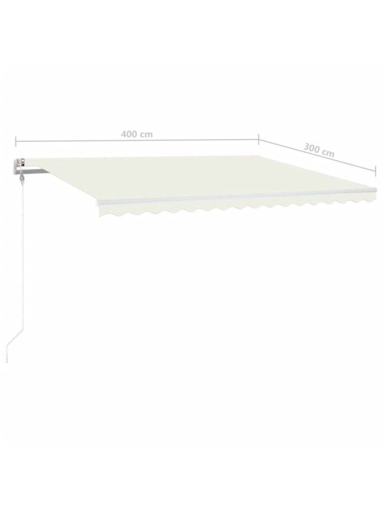 Automatická markýza LED a senzor větru 400 x 300 cm krémová