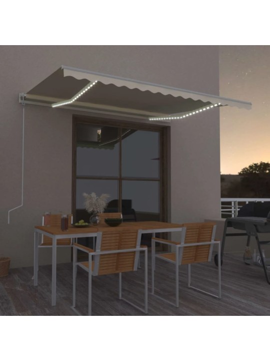 Automatická markýza LED a senzor větru 400 x 300 cm krémová