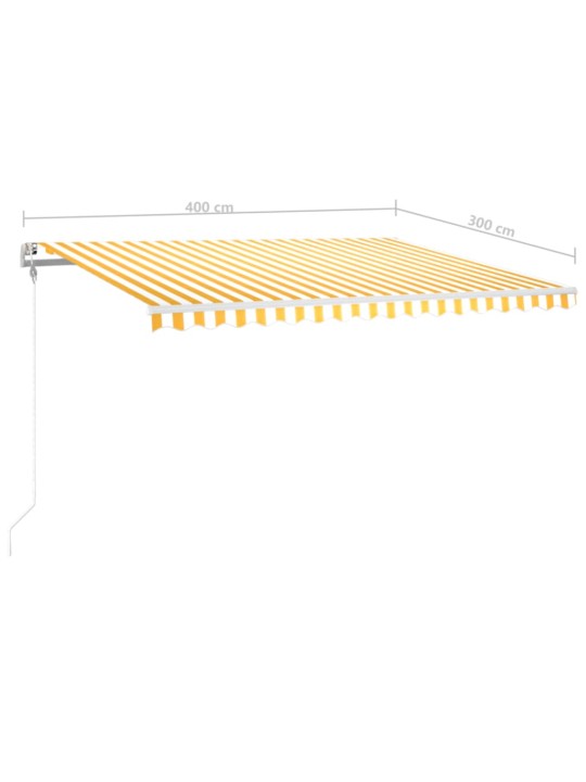 Automatická markýza LED a senzor větru 400 x 300 cm žlutá/bílá