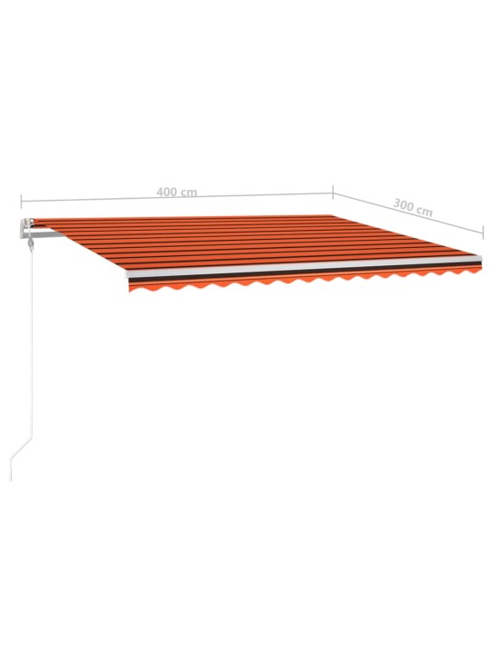 Automatická markýza LED a senzor větru 400x300 cm oranžovohnědá