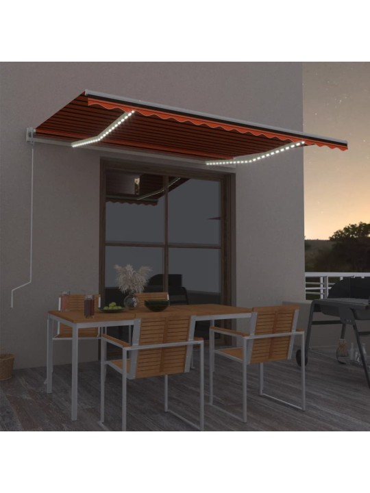Automatická markýza LED a senzor větru 400x300 cm oranžovohnědá