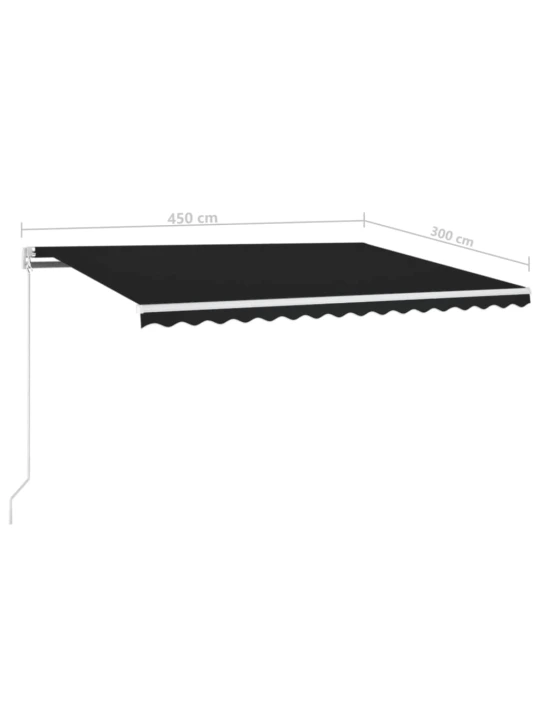 Ručně zatahovací markýza s led světlem 450 x 300 cm antracitová
