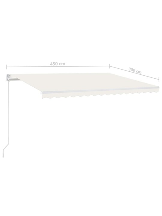 Automatická markýza LED a senzor větru 450 x 300 cm krémová