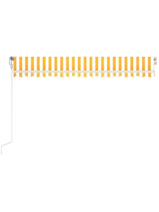 Automatická markýza LED a senzor větru 450 x 300 cm žlutá/bílá