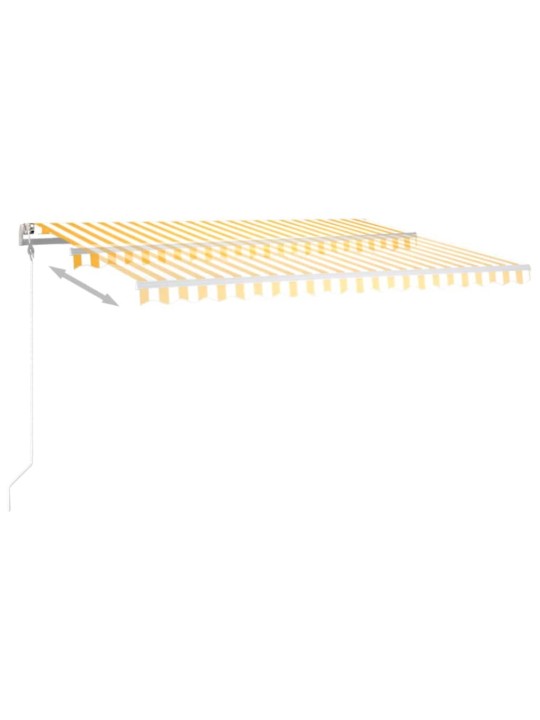 Automatická markýza LED a senzor větru 450 x 300 cm žlutá/bílá