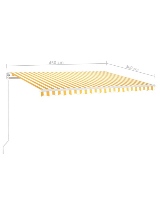 Automatická markýza LED a senzor větru 450 x 300 cm žlutá/bílá