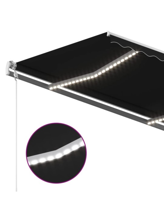 Automatická markýza LED a senzor větru 450 x 300 cm antracitová