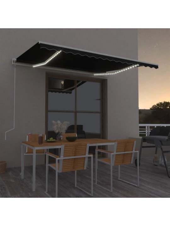 Automatická markýza LED a senzor větru 450 x 300 cm antracitová