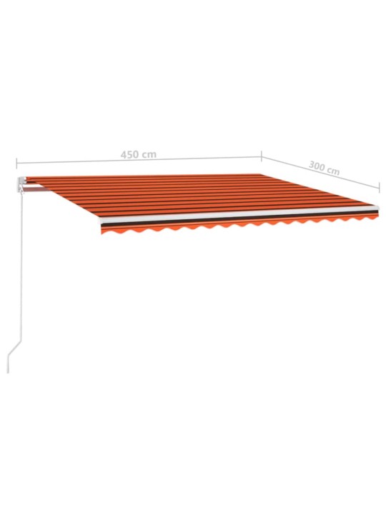 Automatická markýza LED a senzor větru 450x300 cm oranžovohnědá