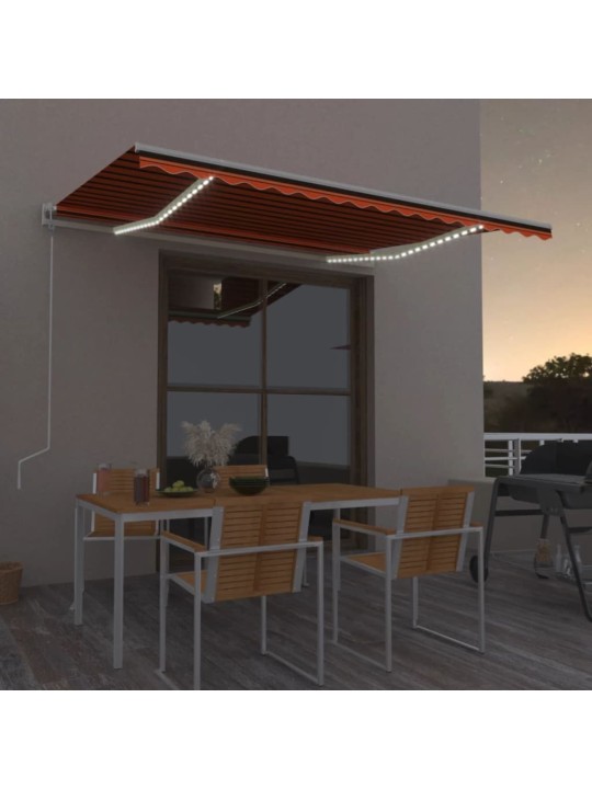 Automatická markýza LED a senzor větru 450x300 cm oranžovohnědá