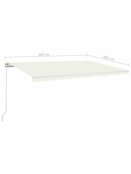 Ručně zatahovací markýza s LED světlem 500 x 300 cm krémová