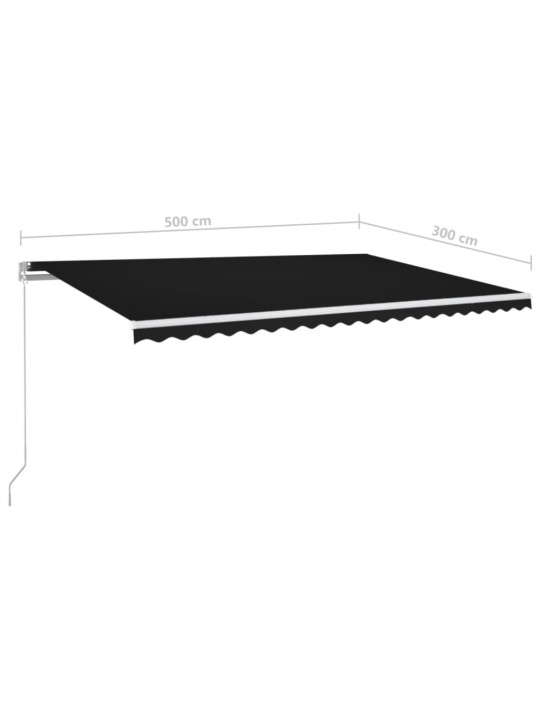 Ručně zatahovací markýza s LED světlem 500 x 300 cm antracitová