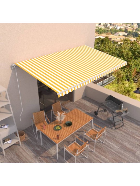 Automatická zatahovací markýza 500 x 300 cm žlutobílá