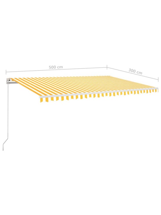 Automatická markýza LED a senzor větru 500 x 300 cm žlutá/bílá