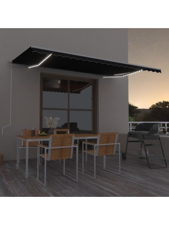 Automatická markýza LED a senzor větru 500 x 300 cm antracitová