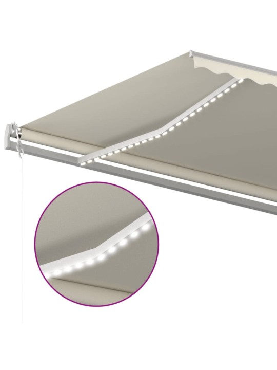 Automatická markýza LED a senzor větru 600 x 300 cm krémová