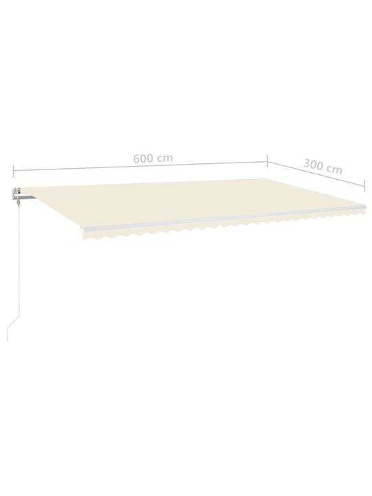 Automatická markýza LED a senzor větru 600 x 300 cm krémová