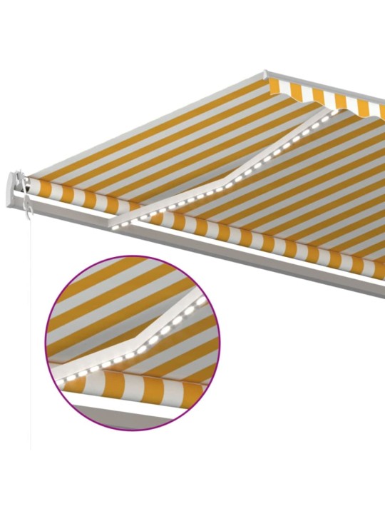 Automatická markýza LED a senzor větru 600 x 300 cm žlutobílá