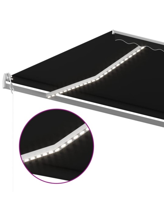 Automatická markýza LED a senzor větru 600 x 300 cm antracitová