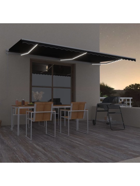 Automatická markýza LED a senzor větru 600 x 300 cm antracitová