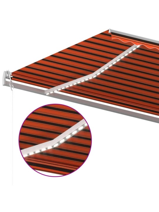 Automatická markýza LED a senzor větru 600x300 cm oranžovohnědá