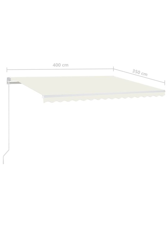 Ručně zatahovací markýza s LED světlem 400 x 350 cm krémová