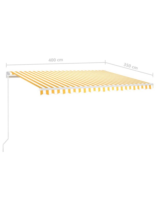 Ručně zatahovací markýza s LED světlem 400 x 350 cm žlutobílá