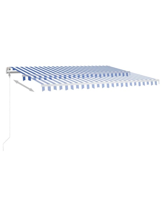 Automatická markýza LED a senzor větru 400 x 350 cm modrobílá
