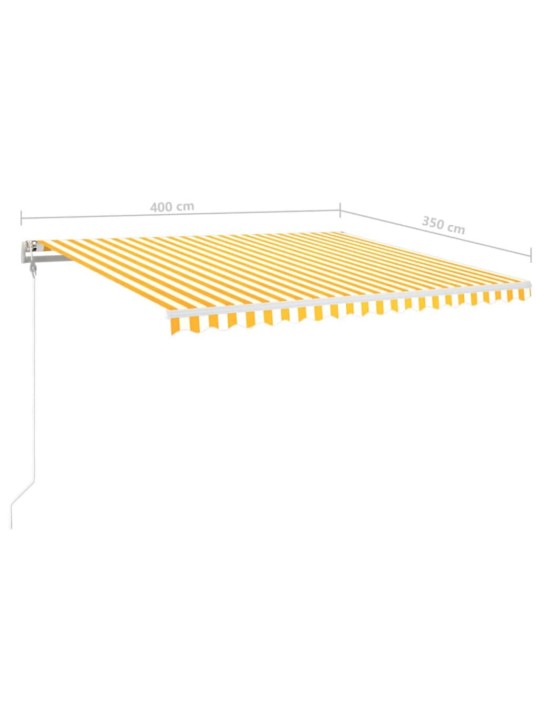Automatická markýza LED a senzor větru 400x350 cm žlutobílá