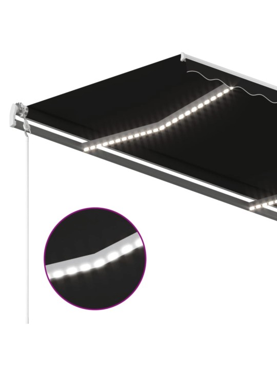Automatická markýza LED a senzor větru 400x350 cm antracitová