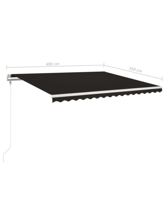 Automatická markýza LED a senzor větru 400x350 cm antracitová
