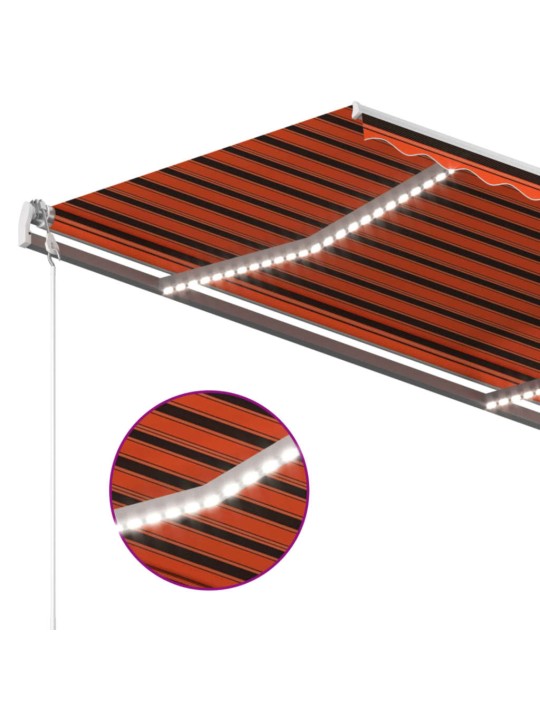 Automatická markýza led a senzor větru 400x350 cm oranžovohnědá