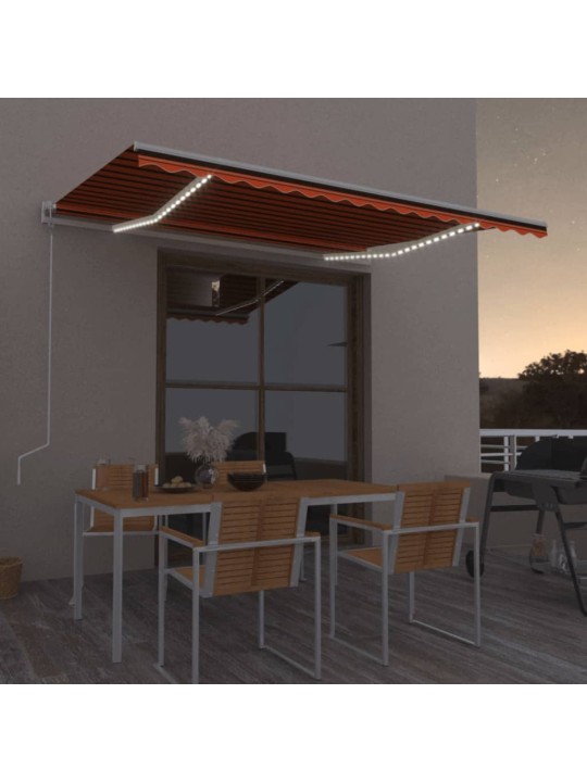 Automatická markýza led a senzor větru 400x350 cm oranžovohnědá