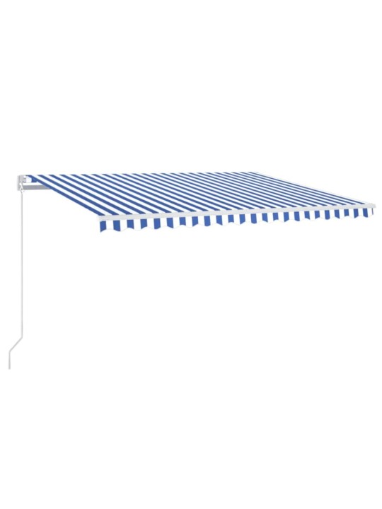 Ručně zatahovací markýza s led světlem 450 x 350 cm modrobílá