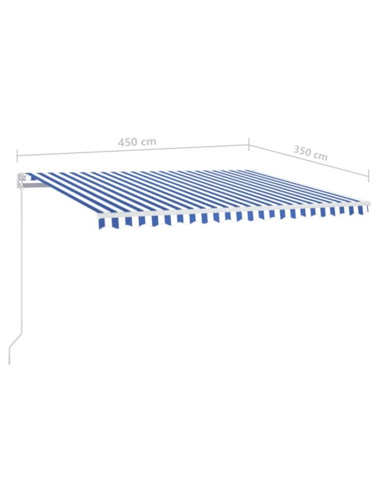 Ručně zatahovací markýza s led světlem 450 x 350 cm modrobílá