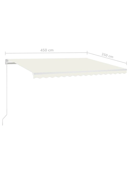 Ručně zatahovací markýza s led světlem 450 x 350 cm krémová