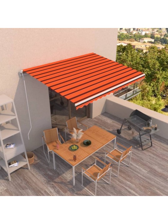 Automatická zatahovací markýza 450 x 350 cm oranžovo-hnědá