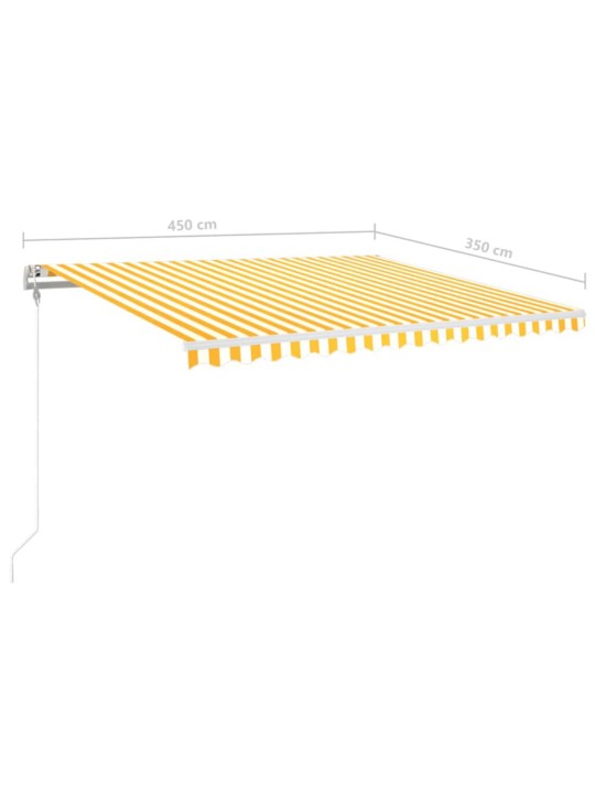 Automatická markýza LED a senzor větru 450x350 cm žlutobílá