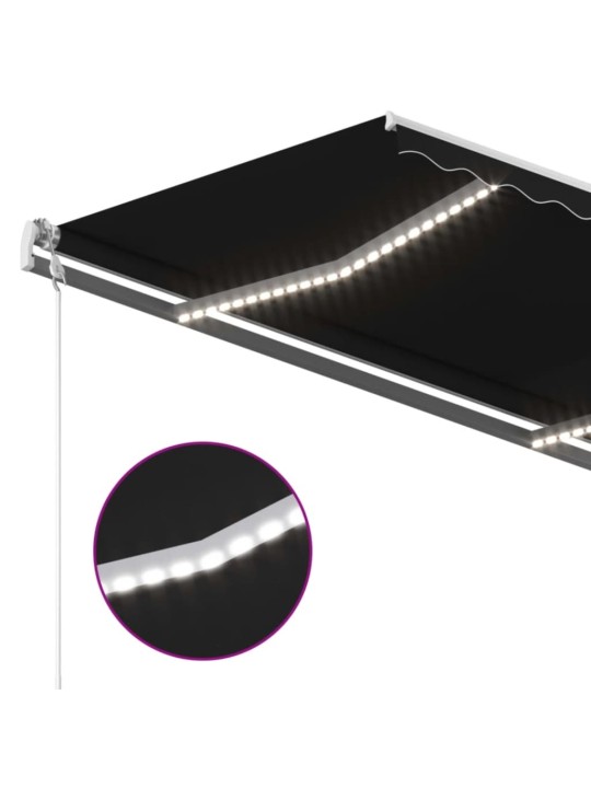 Automatická markýza LED a senzor větru 450 x 350 cm antracitová
