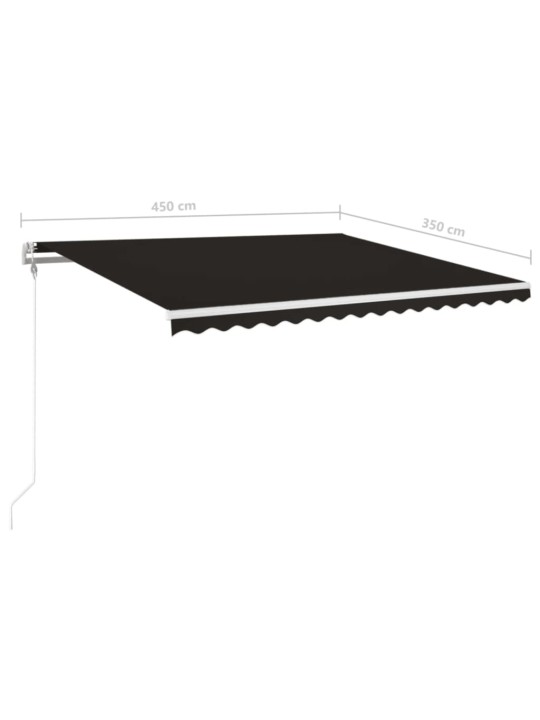 Automatická markýza LED a senzor větru 450 x 350 cm antracitová