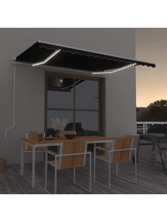 Automatická markýza LED a senzor větru 450 x 350 cm antracitová