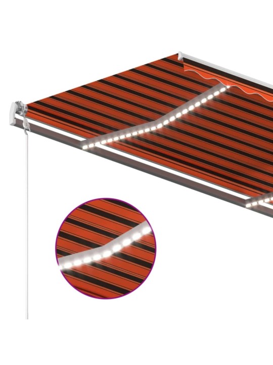 Automatická markýza LED a senzor větru 450x350 cm oranžovohnědá