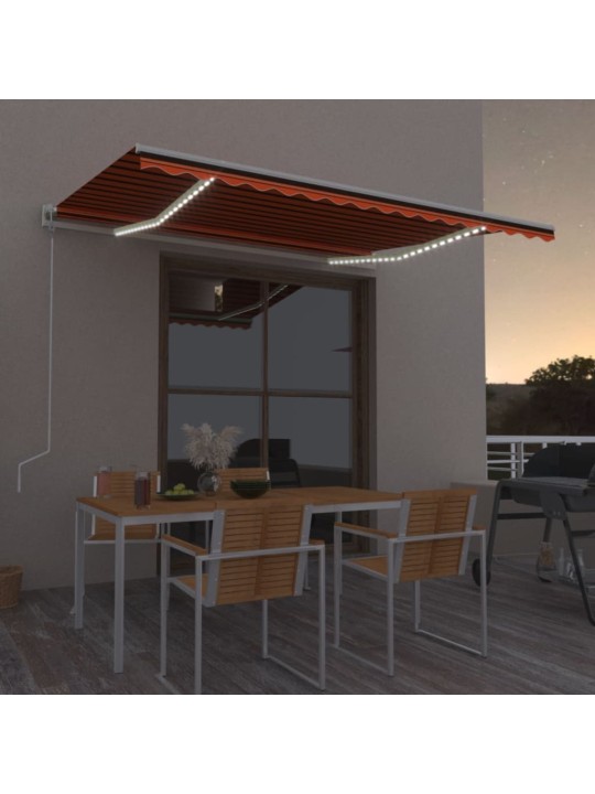 Automatická markýza LED a senzor větru 450x350 cm oranžovohnědá