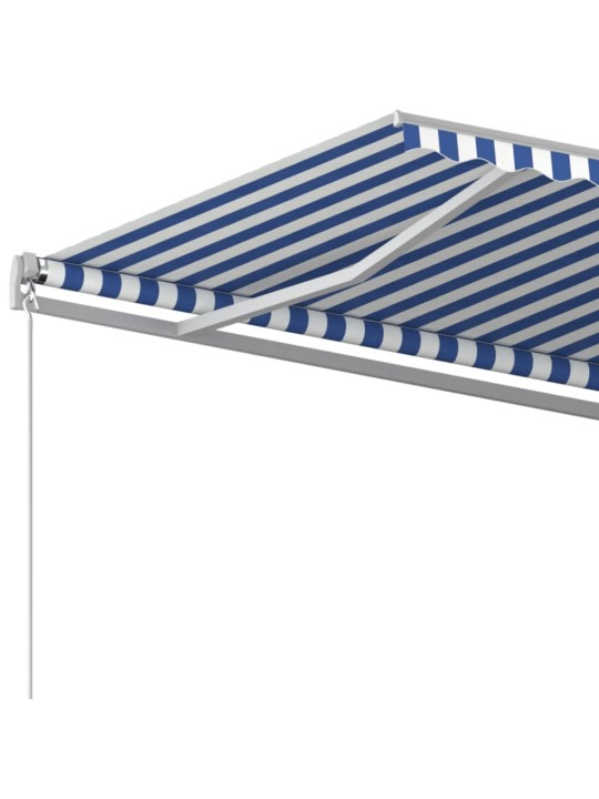 Ručně zatahovací markýza 500 x 350 cm modrobílá