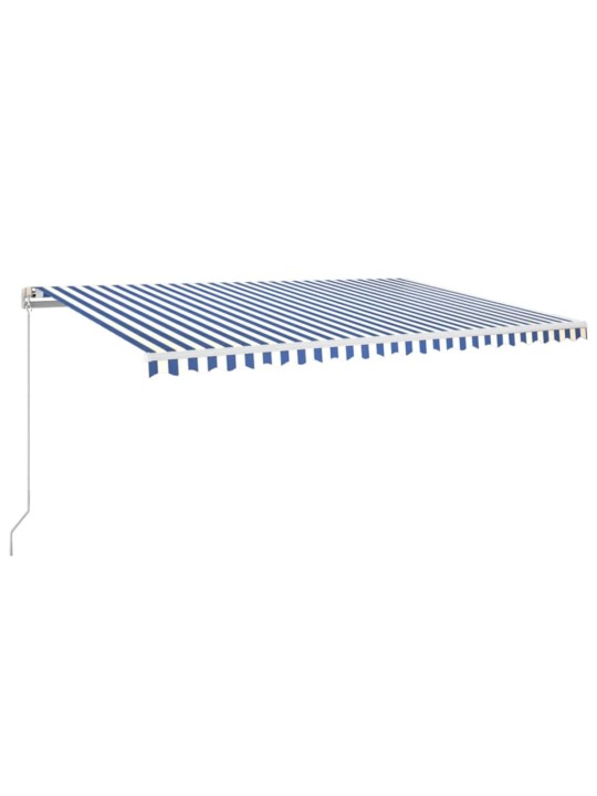 Ručně zatahovací markýza s led světlem 500 x 350 cm modrobílá