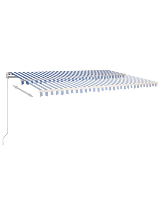 Ručně zatahovací markýza s led světlem 500 x 350 cm modrobílá