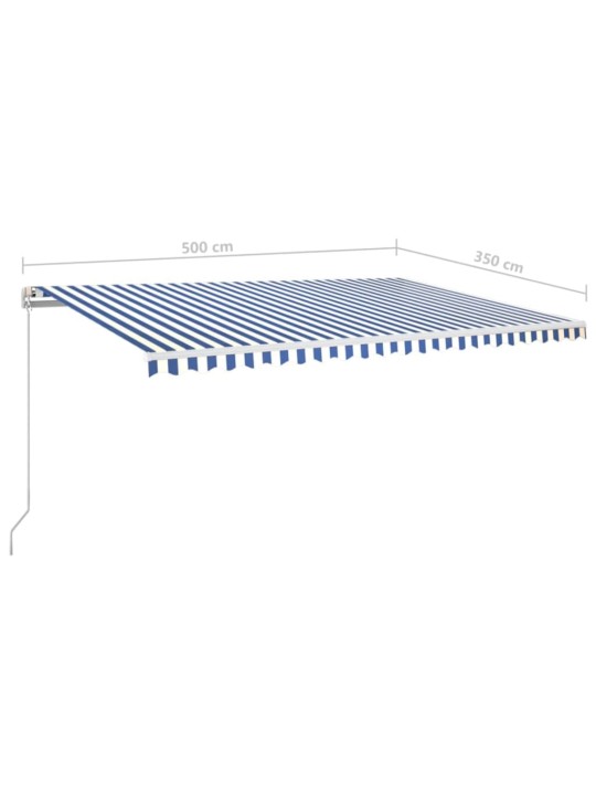 Ručně zatahovací markýza s led světlem 500 x 350 cm modrobílá